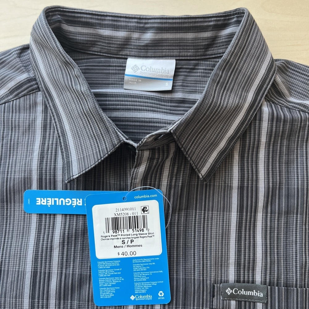 Columbia Button Up Shirt Mens Small Grey Rogers Peak Long Sleeve Regular Fit - Picture 4 of 7